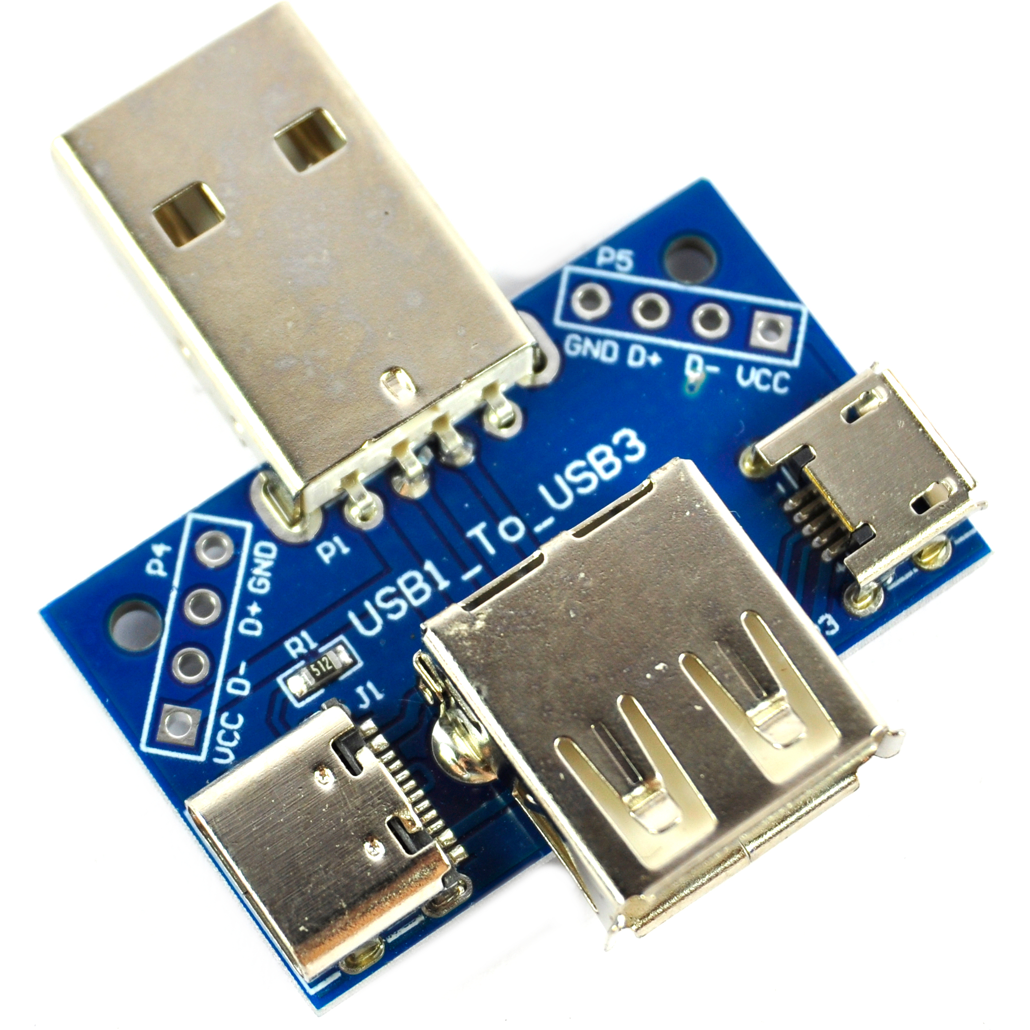 USB A Breakout USB C Micro LC Blau Bild 1
